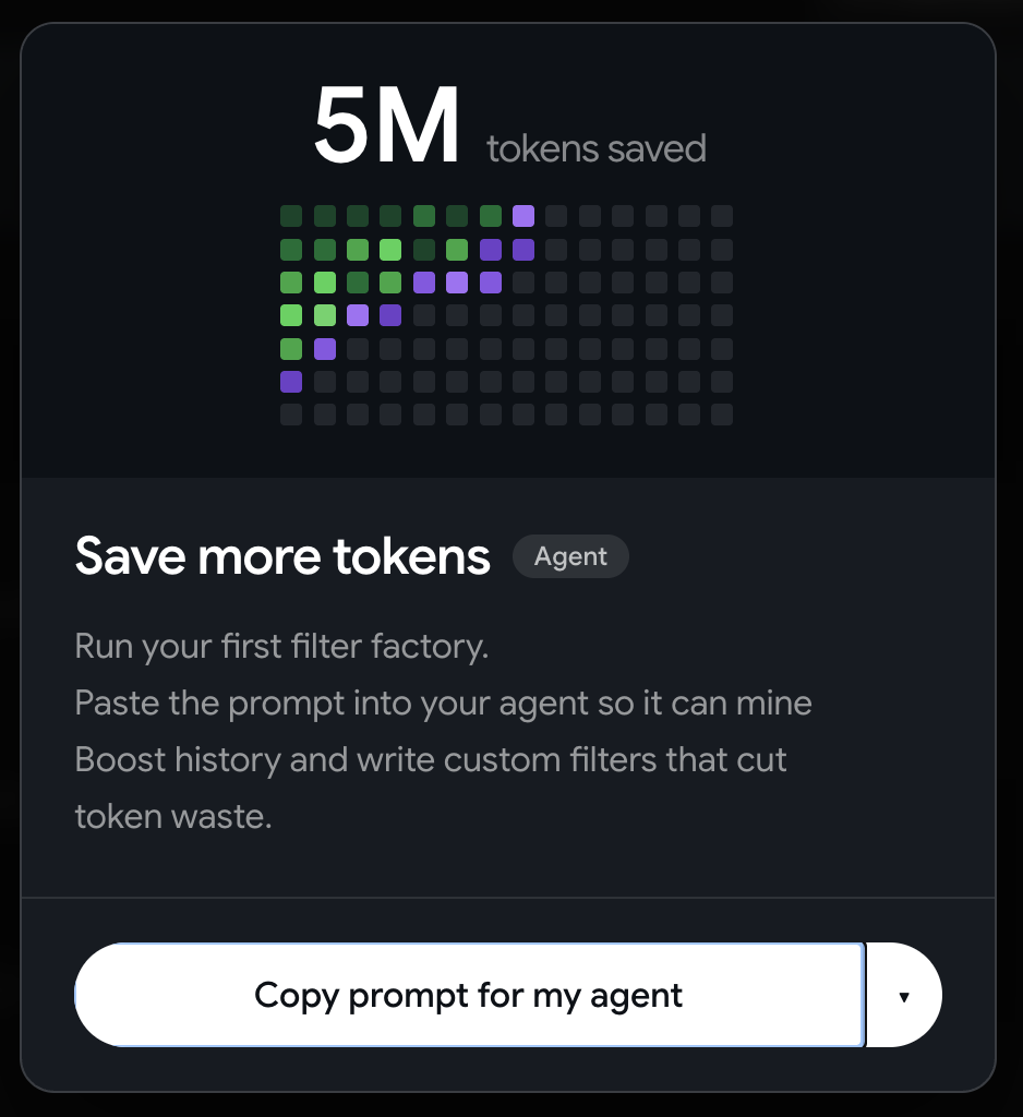Boost report prompt for creating custom filters from local command history